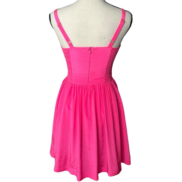 Amanda Uprichard Silk Champagne Mini Cocktail Dress in Hot Pink Size Small - Picture 4 of 15